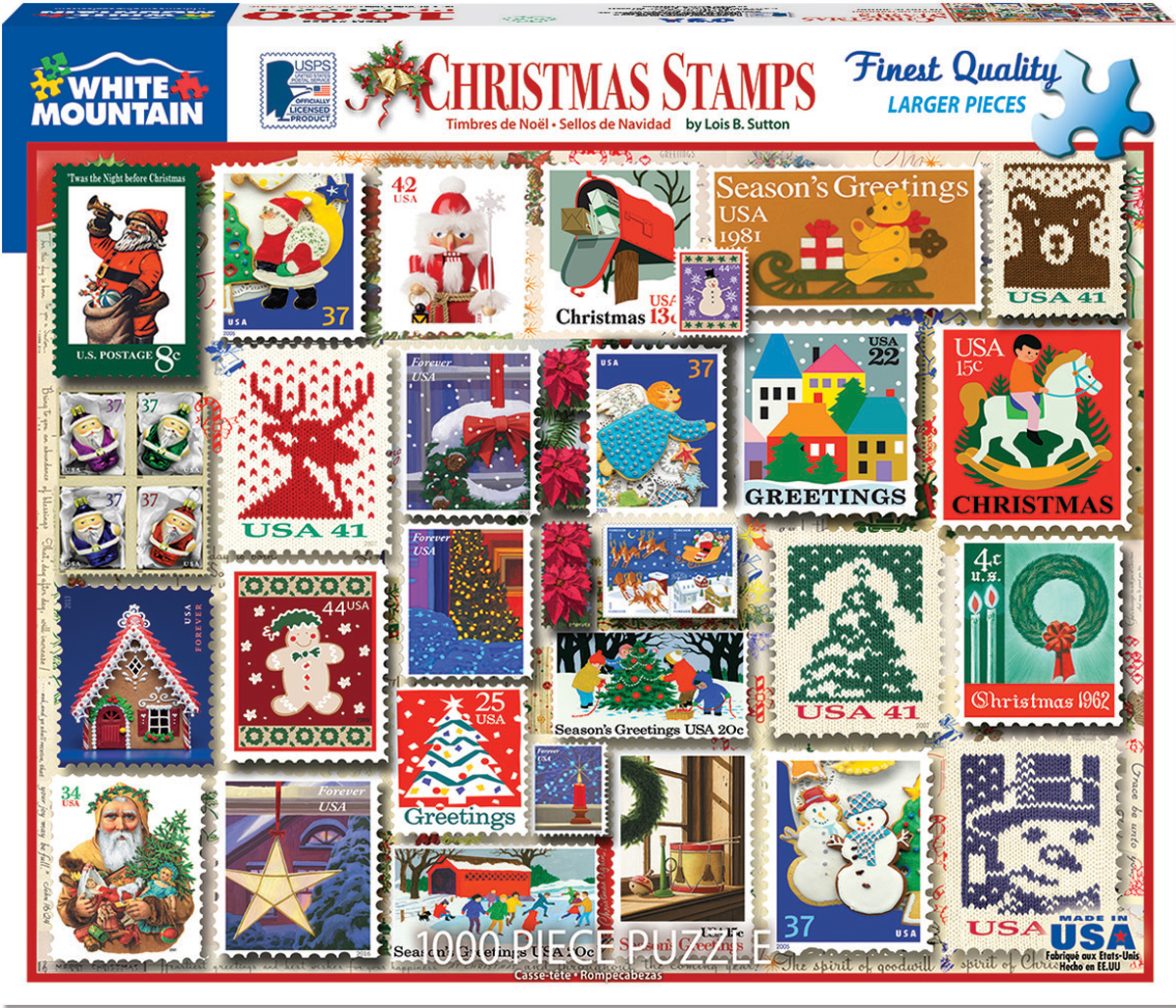 Christmas Stamps, 1000 Pieces, White Mountain | Serious Puzzles