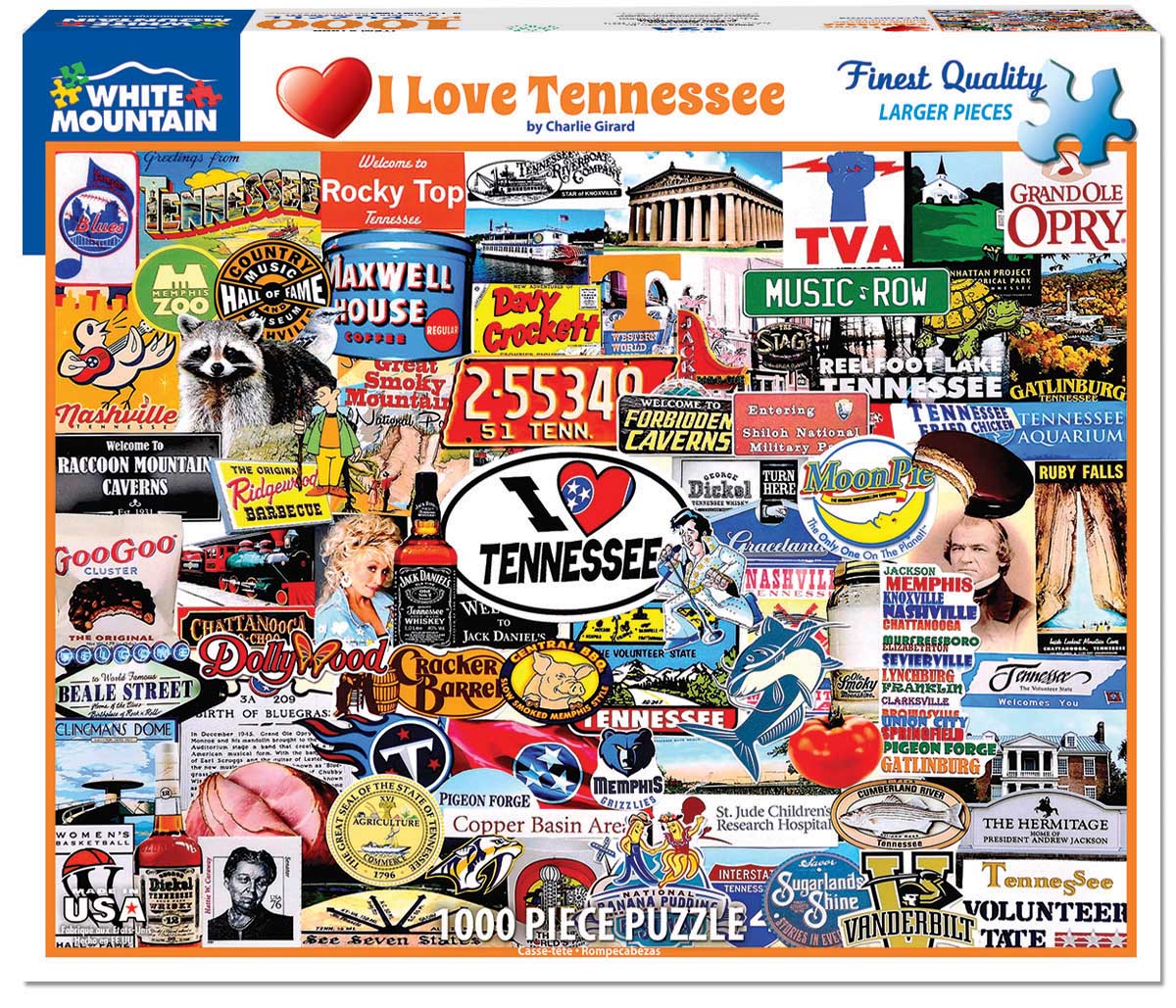 I Love Tennessee, 1000 Pieces, White Mountain | Serious Puzzles
