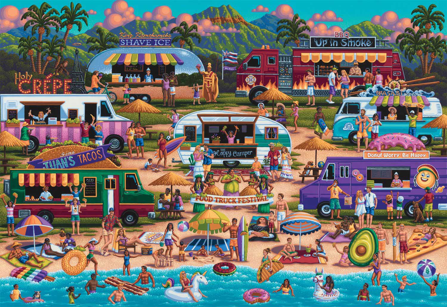 Hawaiian Food Truck Festival Summer Jigsaw Puzzle