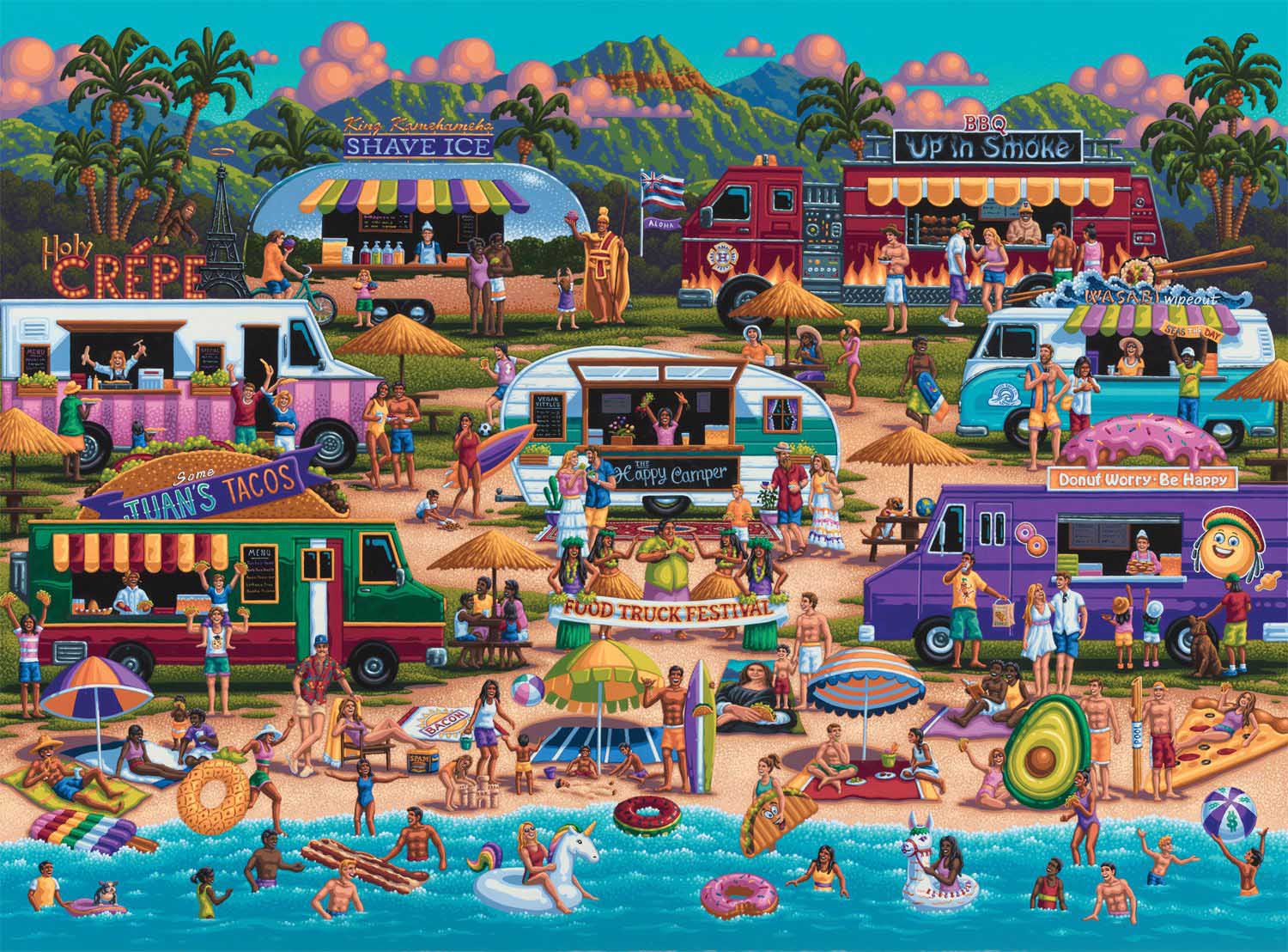 Hawaiian Food Truck Festival Car Jigsaw Puzzle
