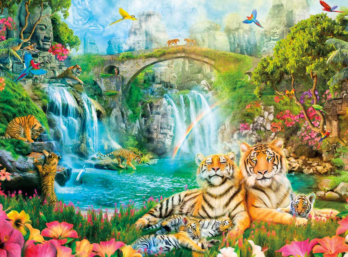 Majestic Tiger Grotto Jungle Animals Jigsaw Puzzle