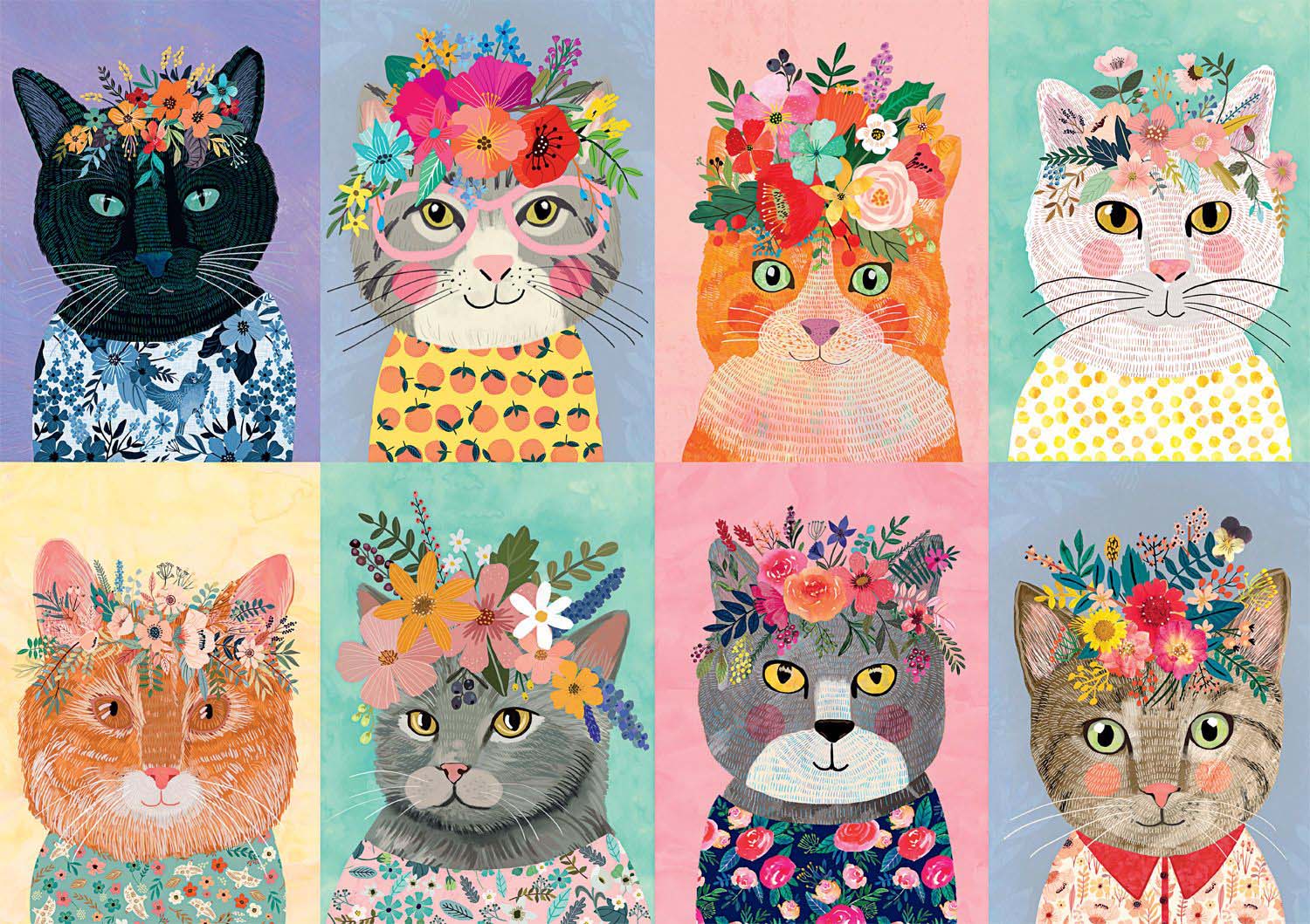 Colorful Cat Crowns Cats Jigsaw Puzzle