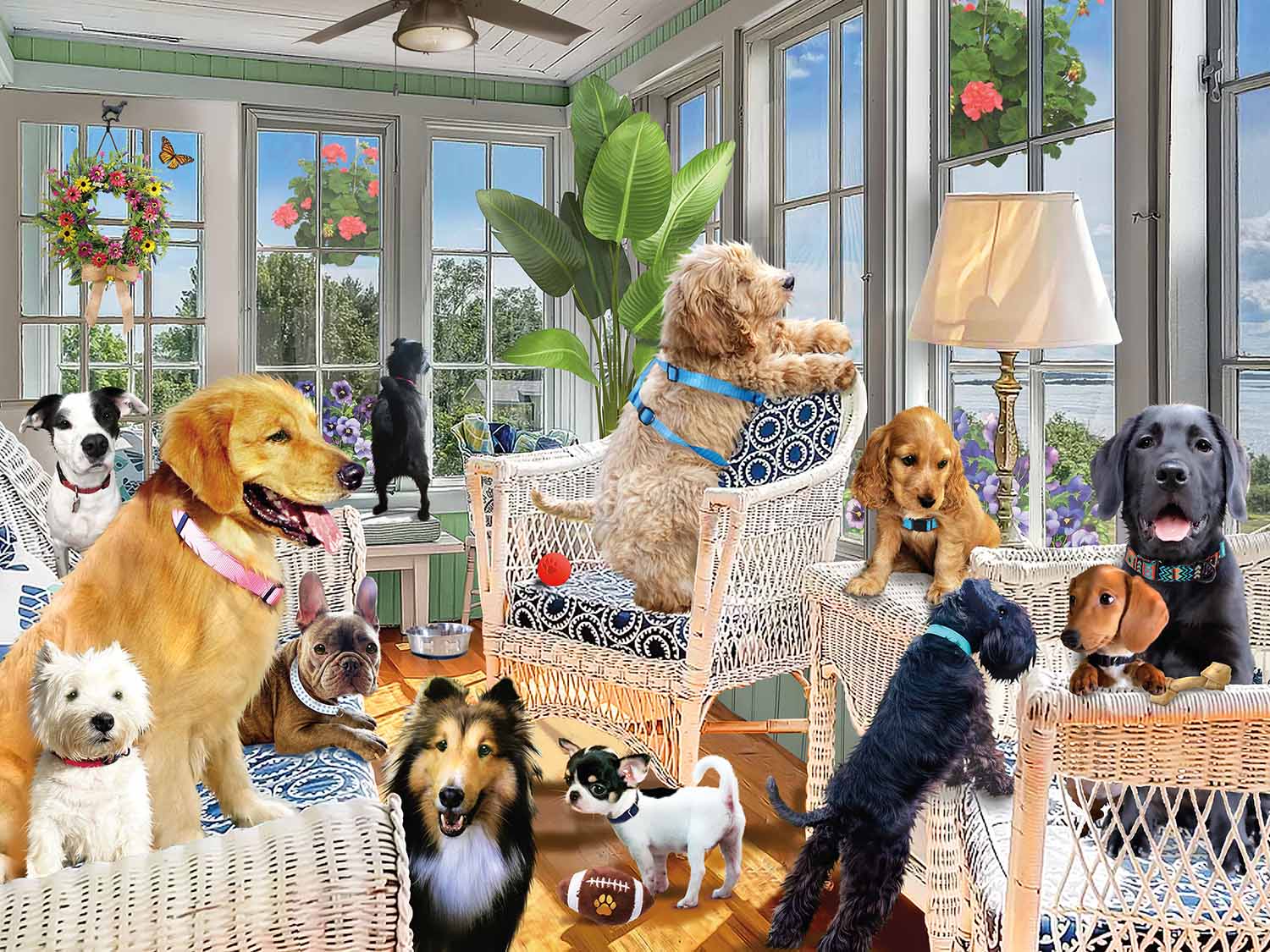 Paws Gone Wild - Sunroom Pups, 500 Pieces, Ceaco | Serious Puzzles