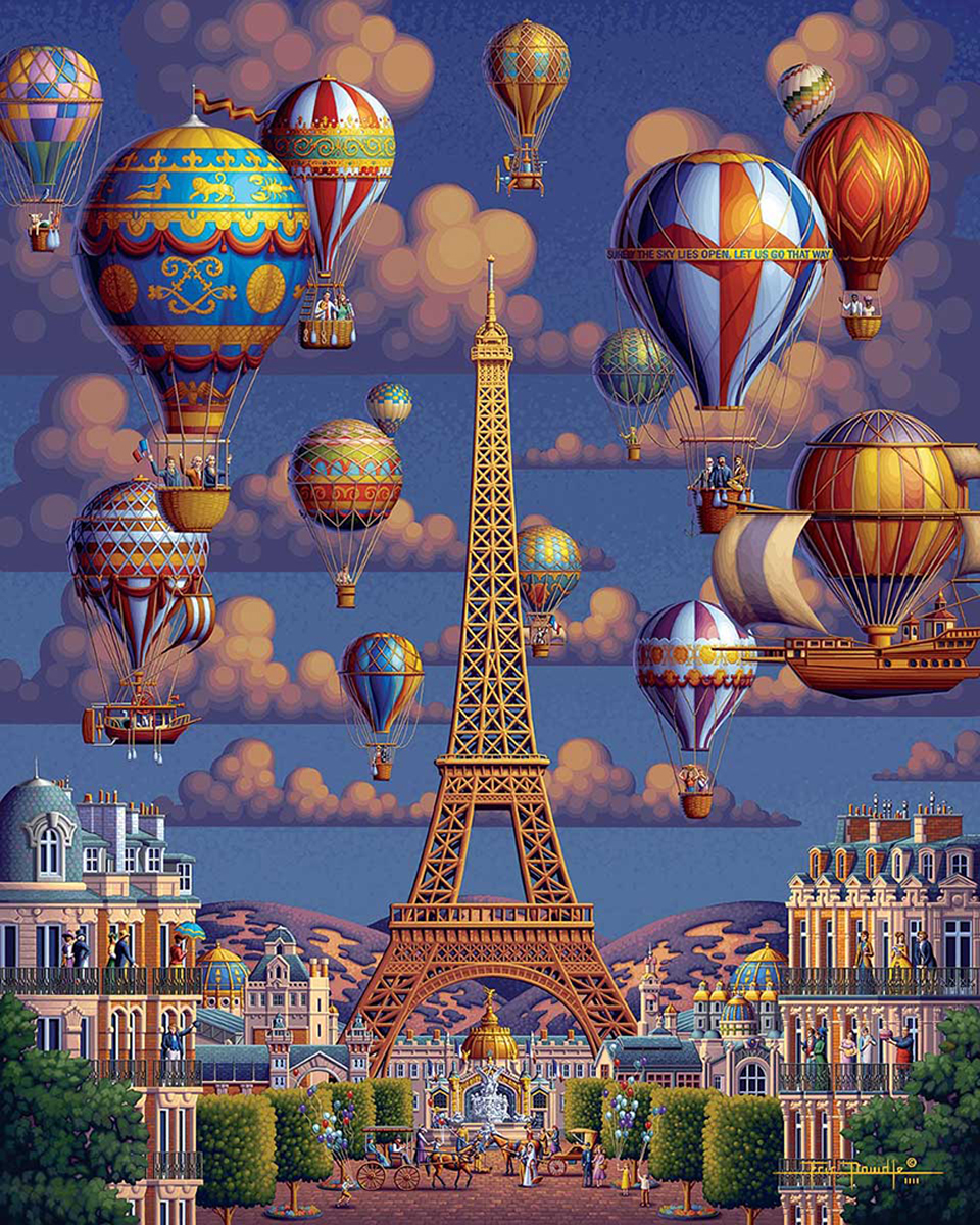 Balloons Over Paris Hot Air Balloon Jigsaw Puzzle
