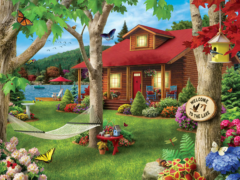 Lakeside Retreat Butterflies and Insects Jigsaw Puzzle