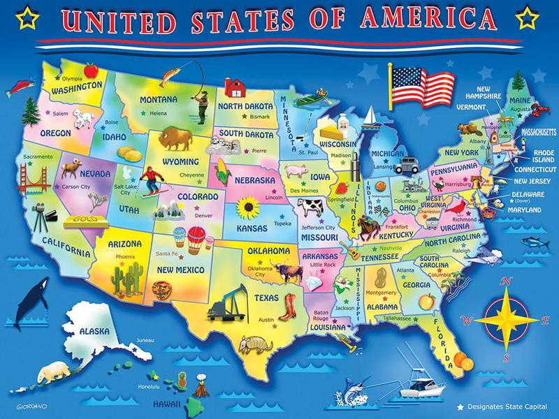 USA Map Landmarks & Monuments Jigsaw Puzzle