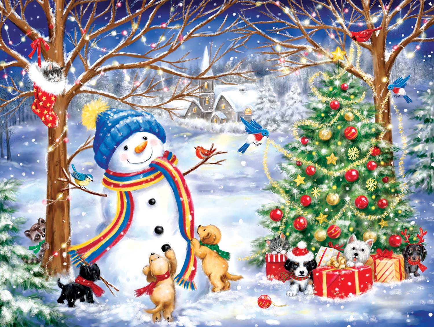 Christmas in the Wood Dogs Jigsaw Puzzle
