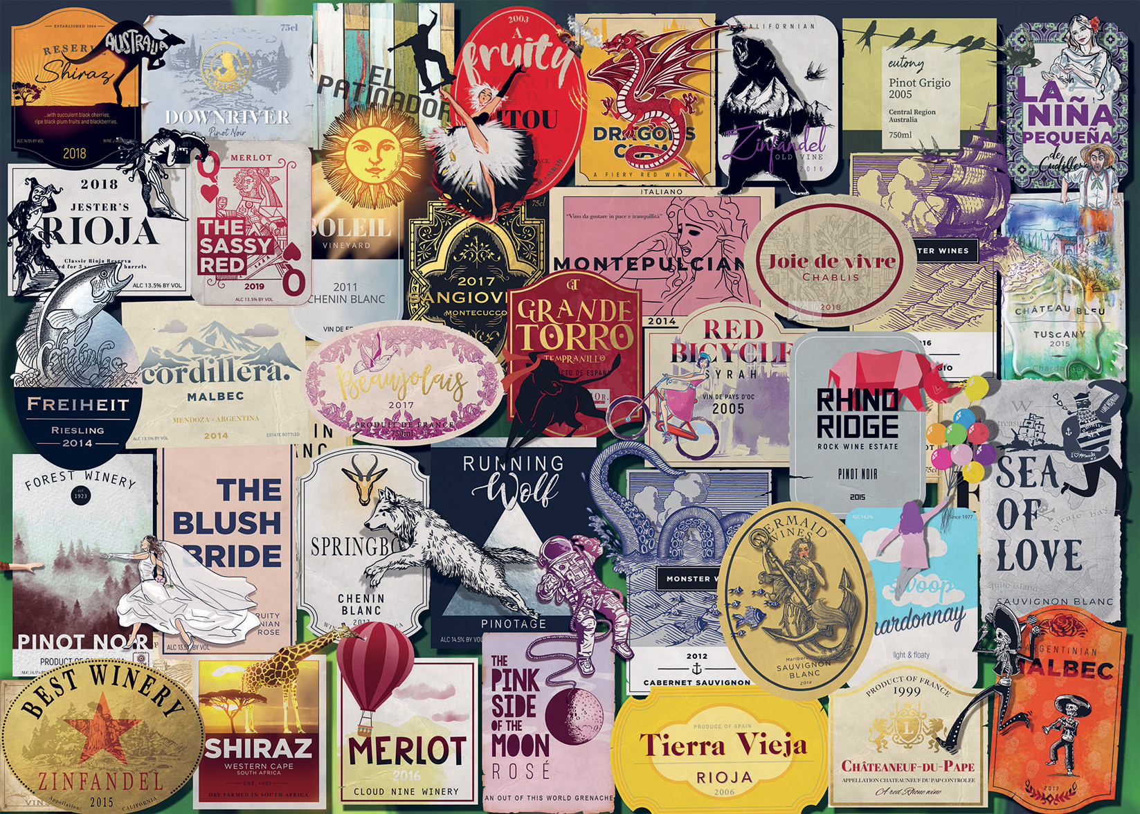 Wine Labels Collage Jigsaw Puzzle