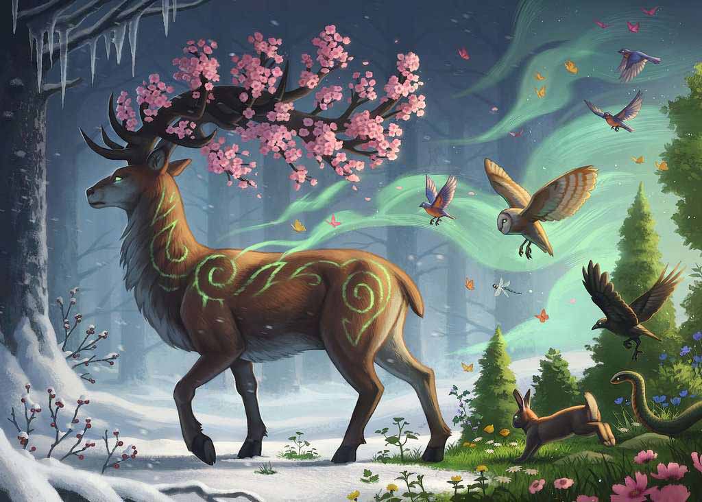 Deer of Spring Fantasy Jigsaw Puzzle
