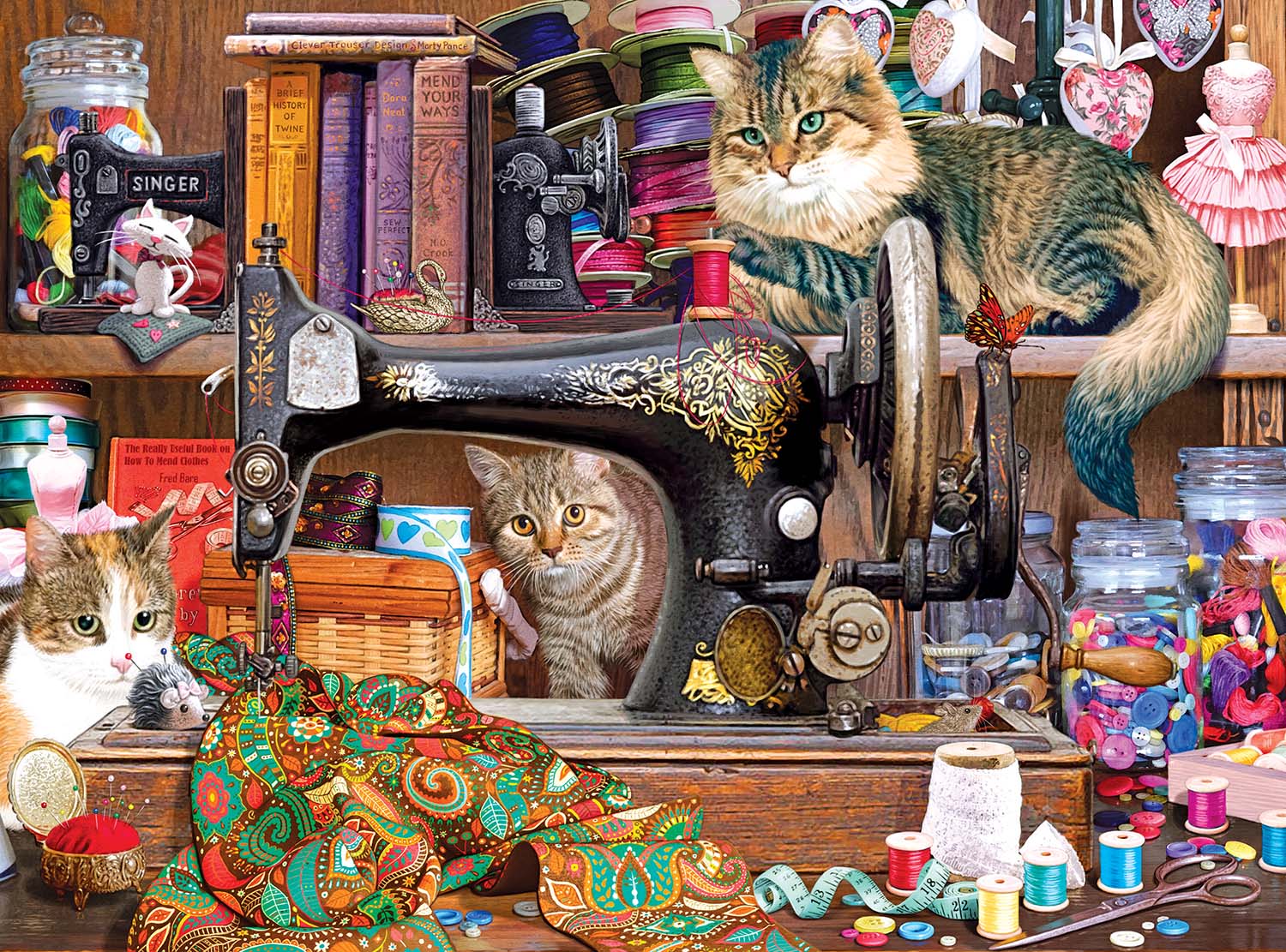 Sewing Room Cats Quilting & Crafts Jigsaw Puzzle