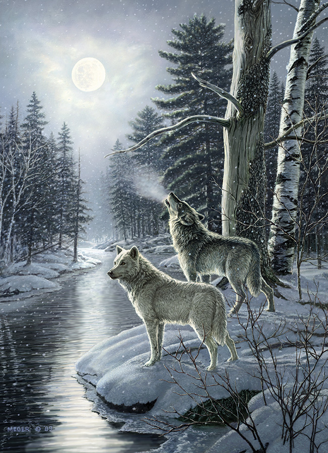 Wolves by Moonlight Wolf Jigsaw Puzzle