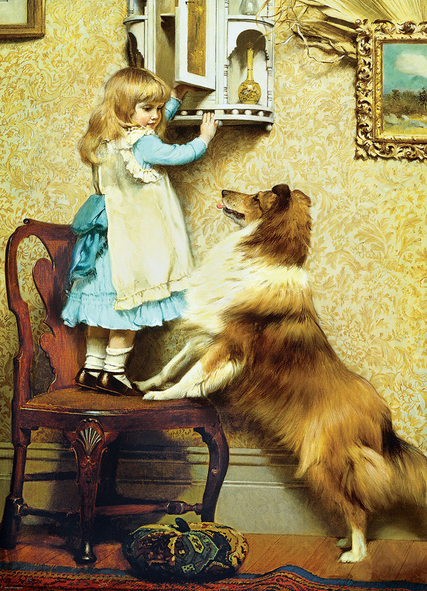 Little Girl and Her Sheltie Fine Art Jigsaw Puzzle