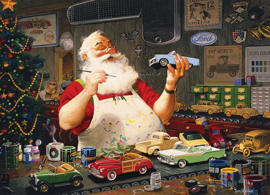Santa Painting Cars Christmas Jigsaw Puzzle
