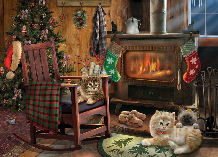 Kittens by the Stove Cats Jigsaw Puzzle