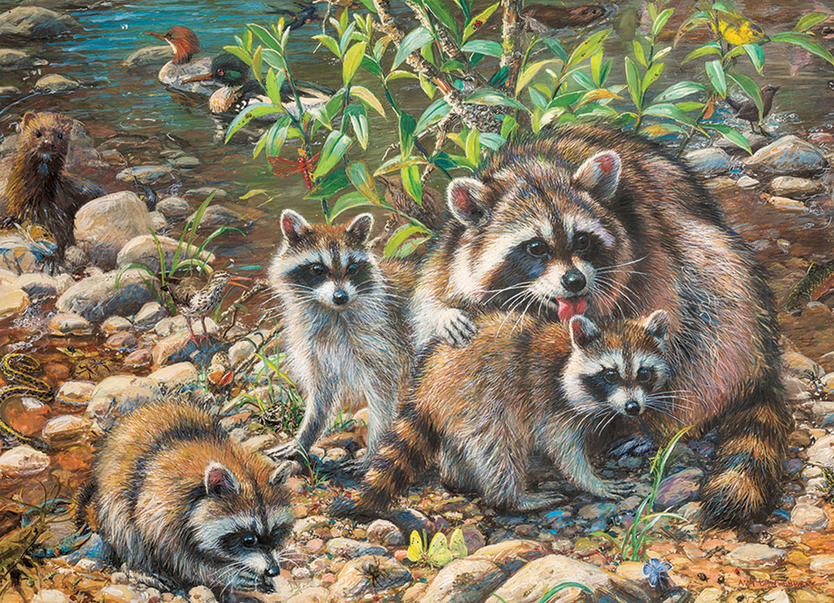 Raccoon Family Forest Animal Jigsaw Puzzle