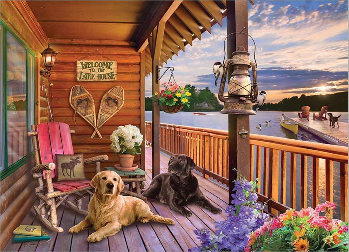Welcome to the Lake House Dogs Jigsaw Puzzle
