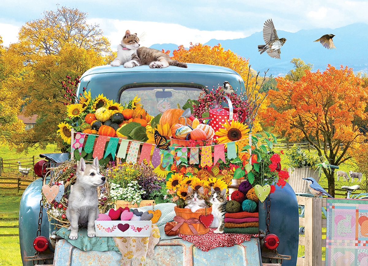 Country Truck in Autumn Fall Jigsaw Puzzle