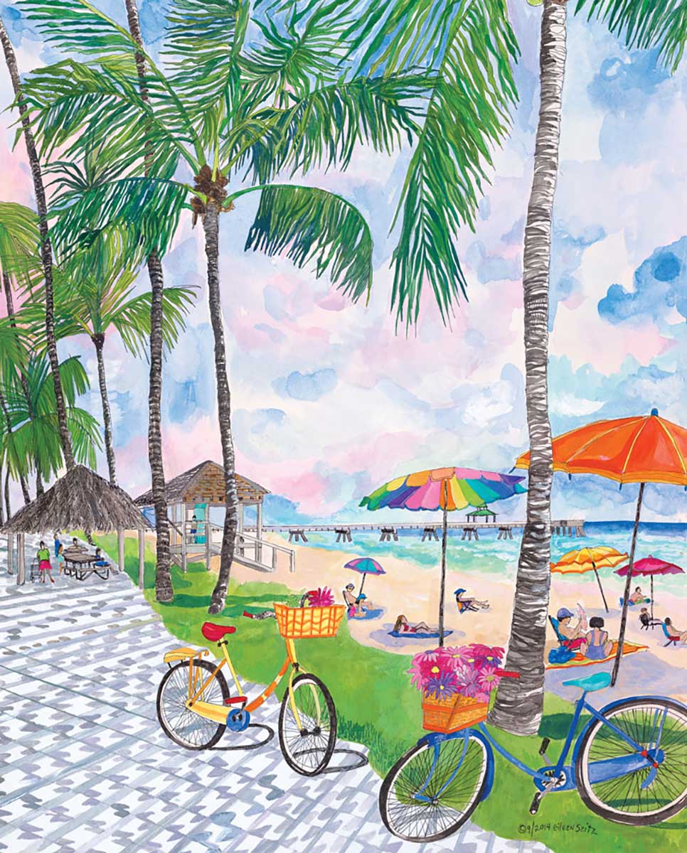 Bicycles with Baskets Beach & Ocean Jigsaw Puzzle