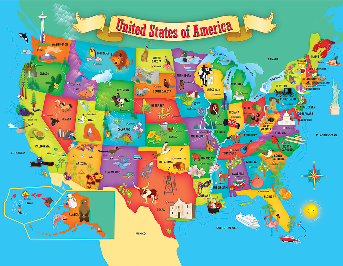 USA Map Educational Jigsaw Puzzle