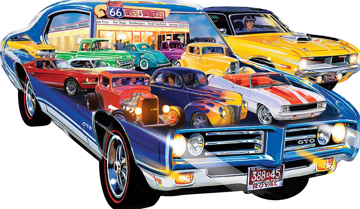 Road Trippin' - Hot Rod Car Shaped Puzzle