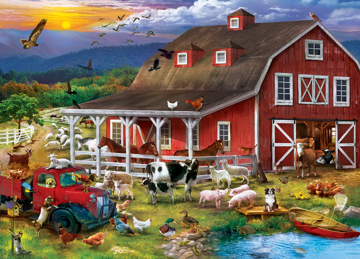 The Barnyard Crowd Farm Jigsaw Puzzle