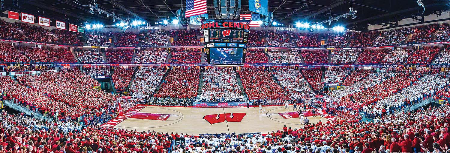 Wisconsin Badgers NCAA Stadium Panoramics Basketball Center View Sports Jigsaw Puzzle