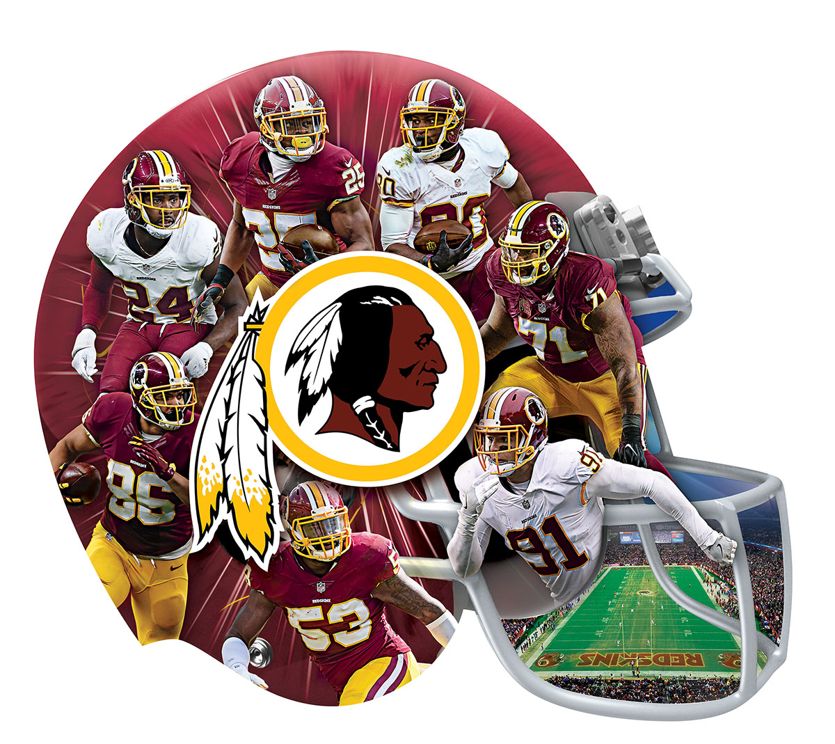 Masterpiece Puzzle 500-Piece NFL Drip Art Helmet Shaped Puzzle