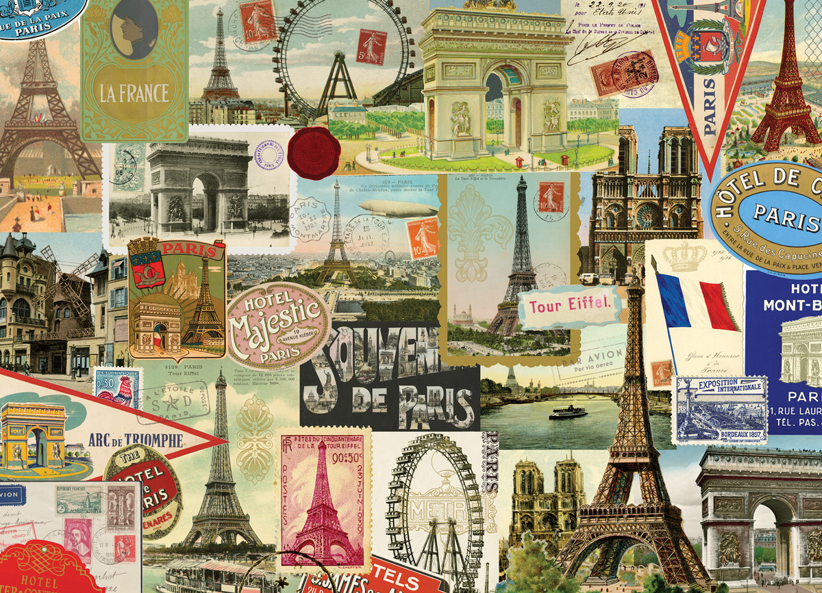 Vintage Paris Landmarks & Monuments Jigsaw Puzzle