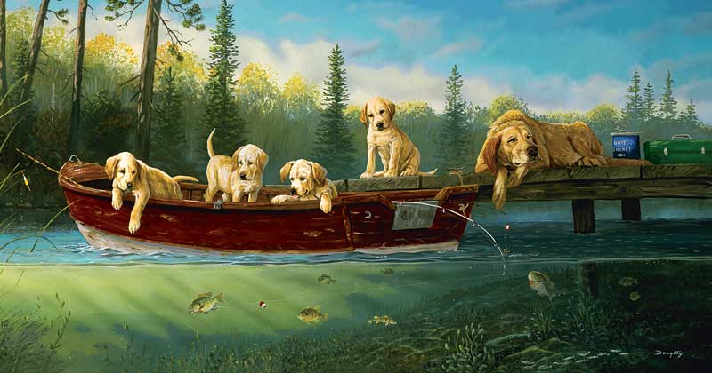 Fishing Lessons Dogs Jigsaw Puzzle