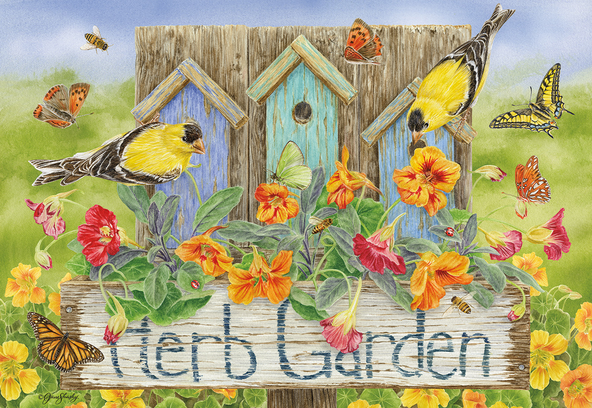 Herb Garden Birds Jigsaw Puzzle