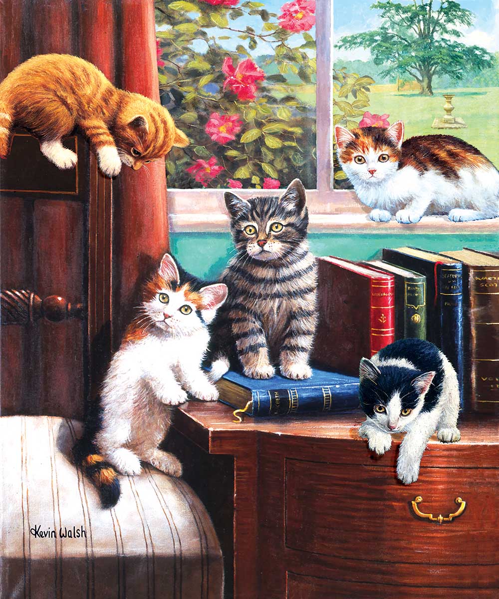 Playtime in the Study Cats Jigsaw Puzzle