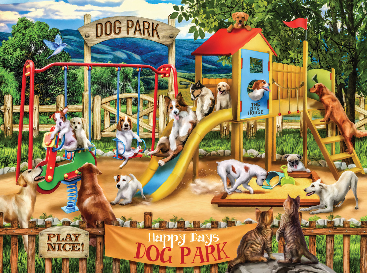 Happy Days Dog Park Dogs Jigsaw Puzzle