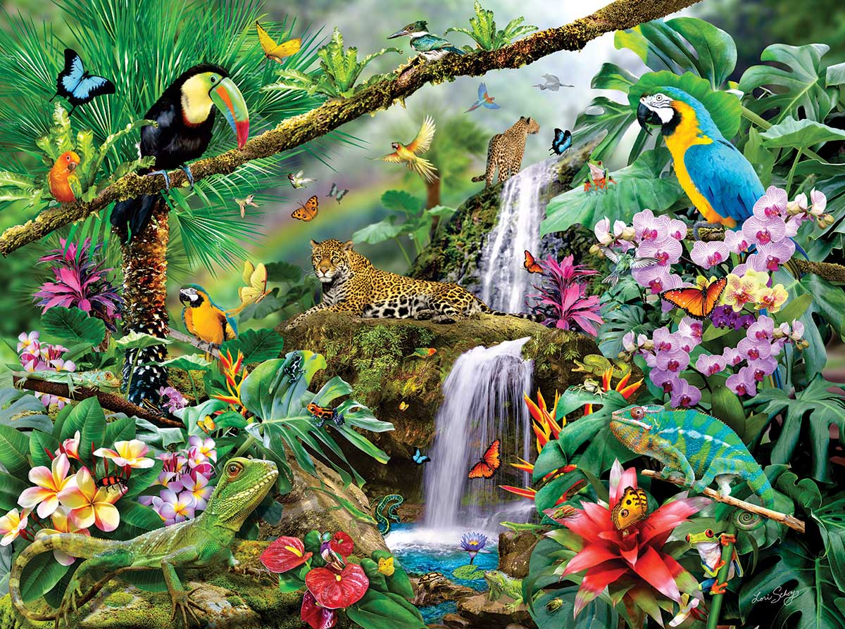 Tropical Holiday Jungle Animals Jigsaw Puzzle