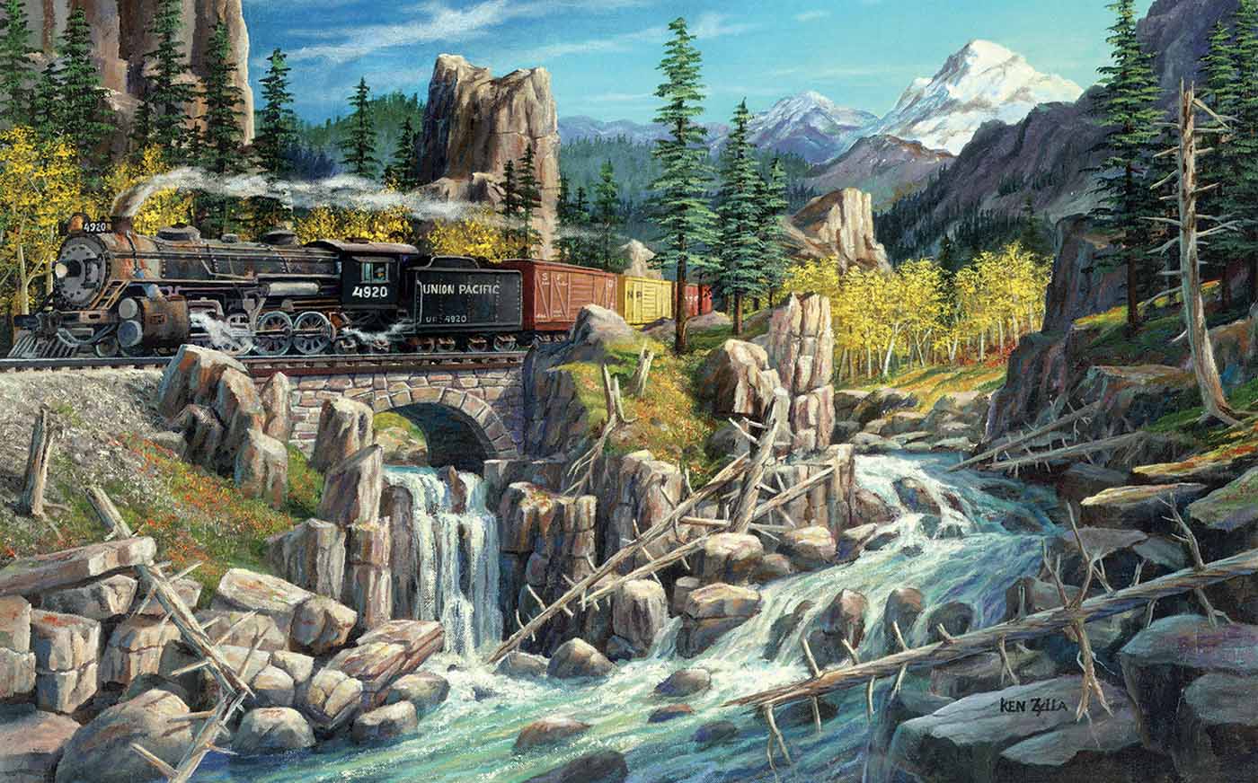 Rails West Train Jigsaw Puzzle