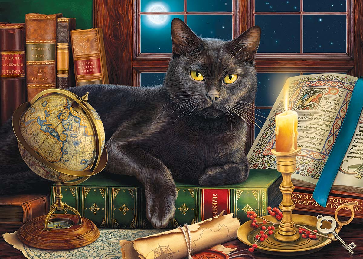 Black Cat by Candlelight Cats Jigsaw Puzzle