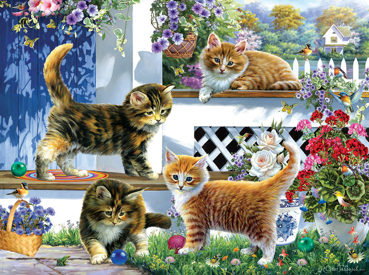 Sunny Veranda Cats Jigsaw Puzzle