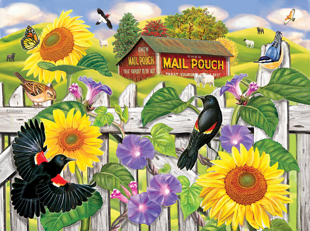 Sunflowers and Blackbirds Birds Jigsaw Puzzle