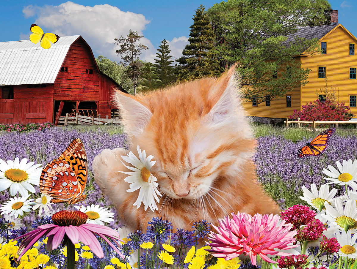 I Wuv Flowers Cats Jigsaw Puzzle