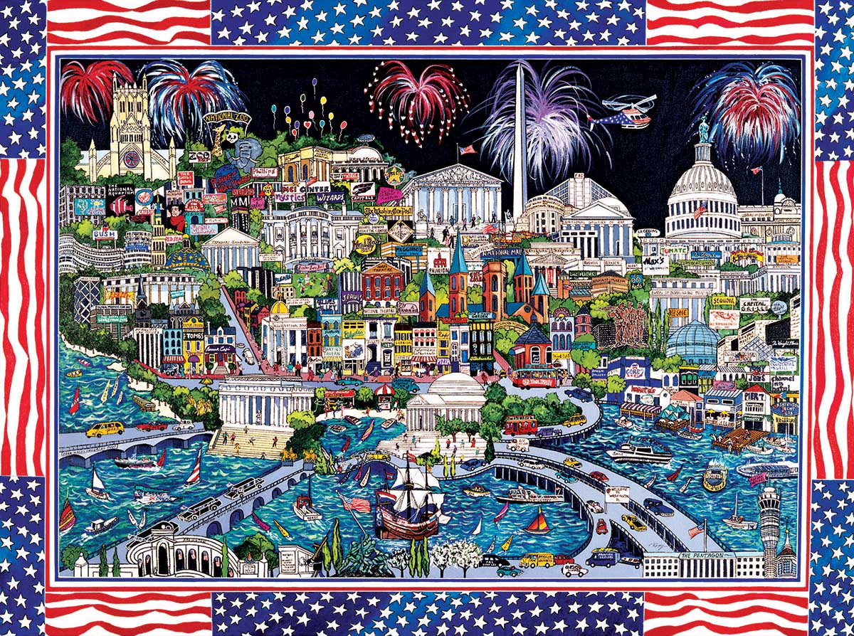 Fireworks over Washington DC Fourth of July Jigsaw Puzzle