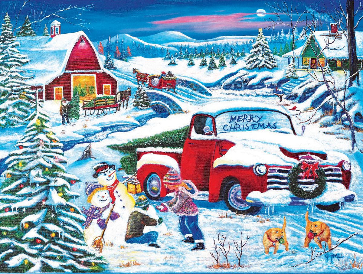 Snow Day at the Farm Christmas Jigsaw Puzzle