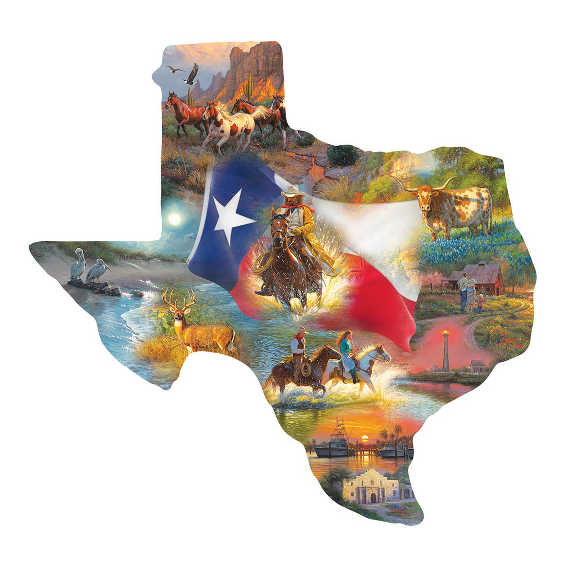 Images of Texas Collage Shaped Puzzle