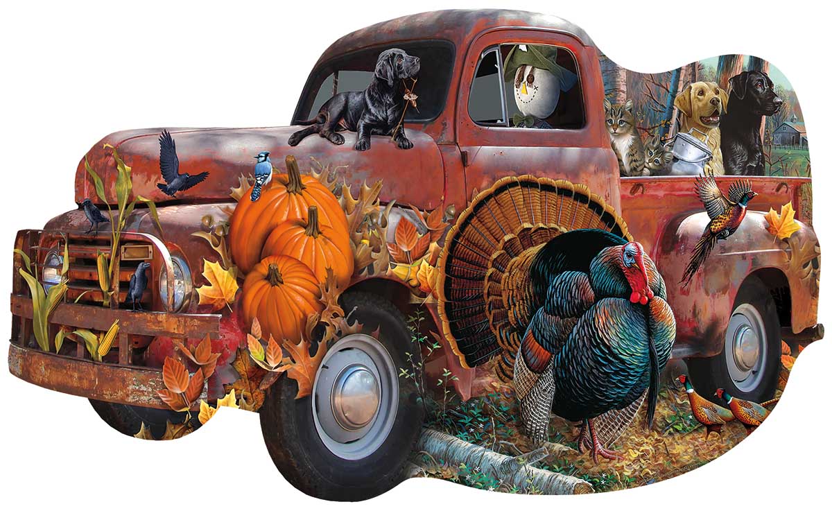 Harvest Truck Fall Shaped Puzzle