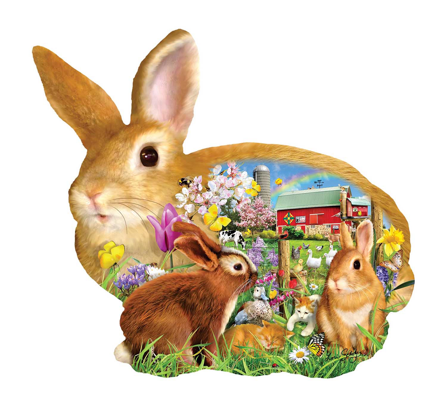 Springtime Bunnies Animals Shaped Puzzle