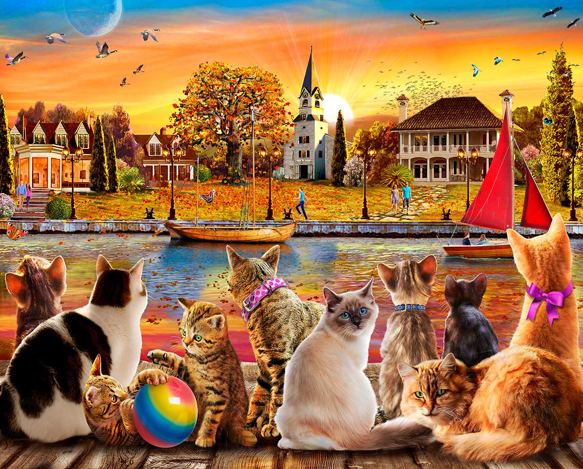 Dockside Cats, 1000 Pieces, Vermont Christmas Company