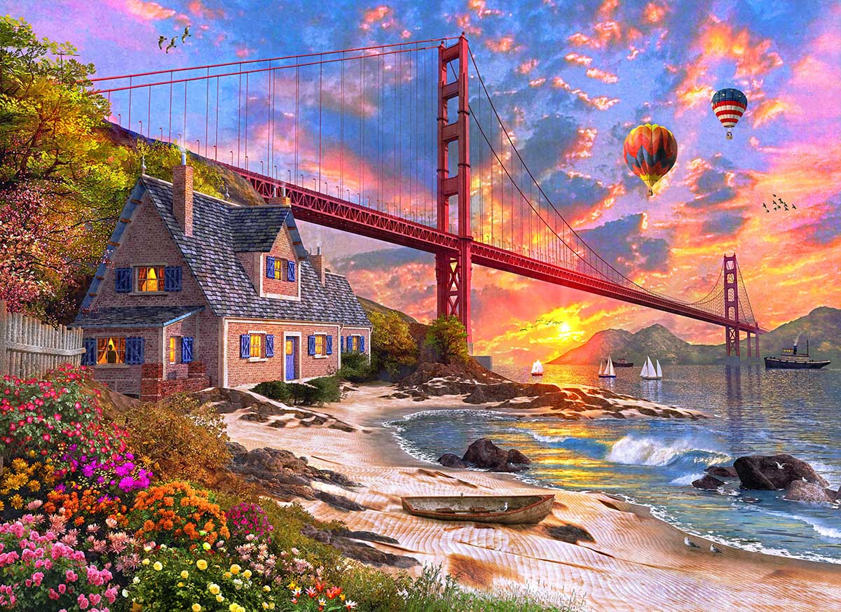 Golden Gate Sunset Landmarks & Monuments Jigsaw Puzzle