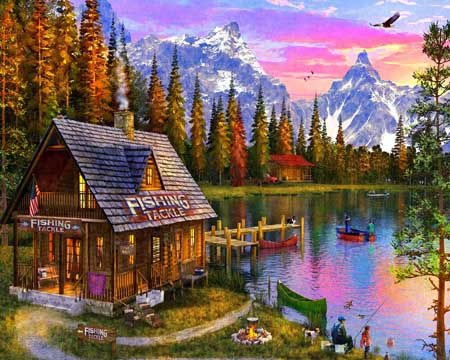 The Fishing Hut Mountain Jigsaw Puzzle