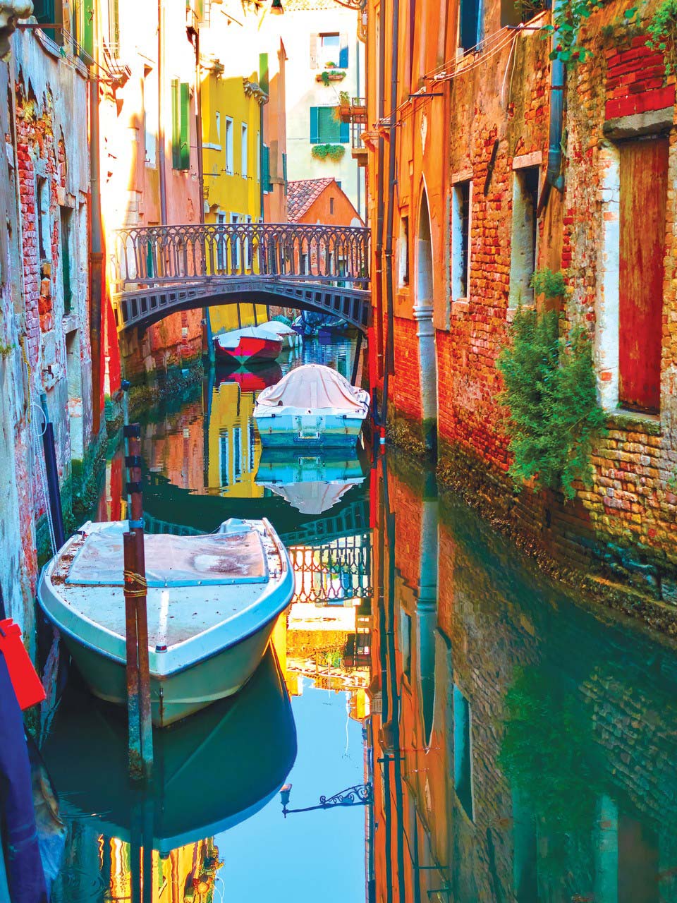 Pretty Canal With Small Bridge And Motorboats Travel Jigsaw Puzzle