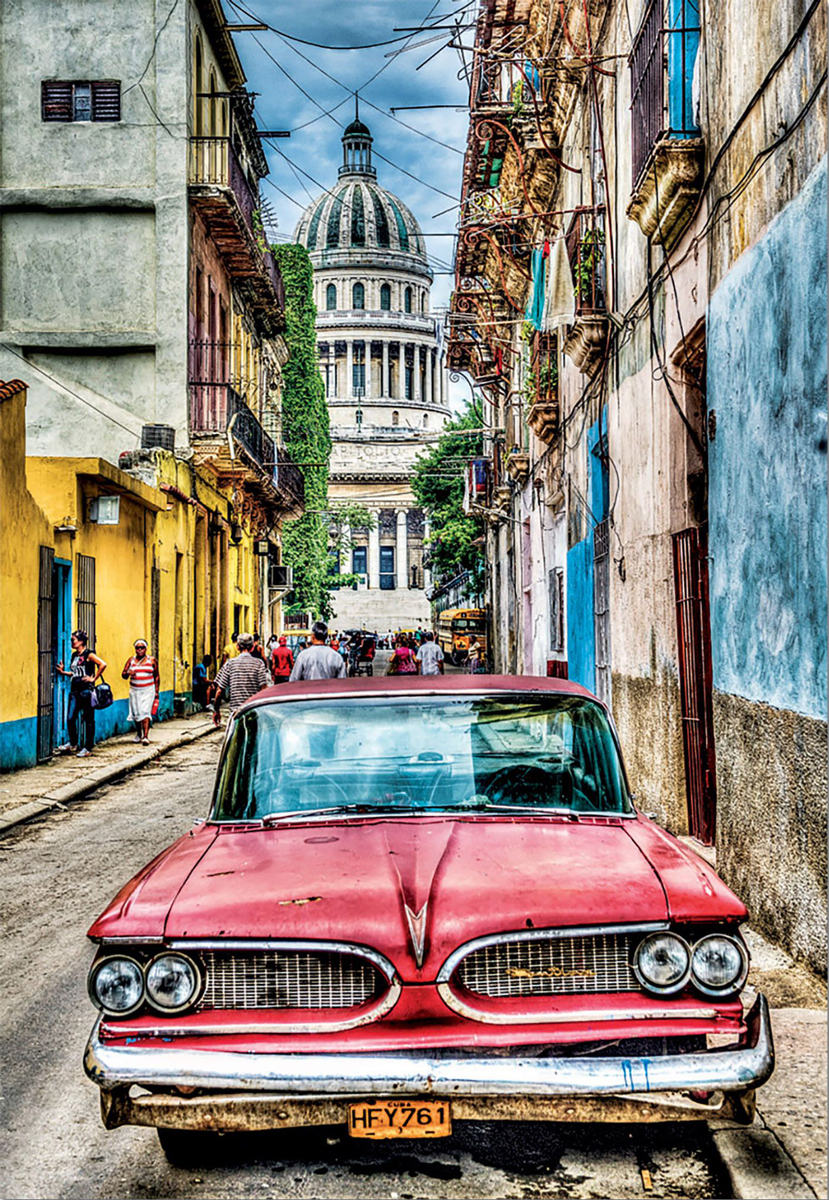 Vintage Car In Old Havana Car Jigsaw Puzzle