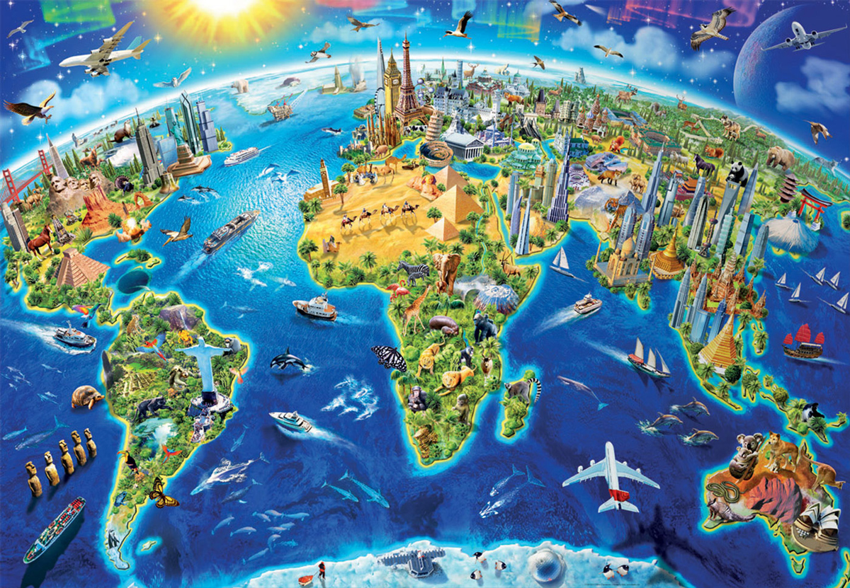 World Landmarks Globe Landmarks & Monuments Jigsaw Puzzle