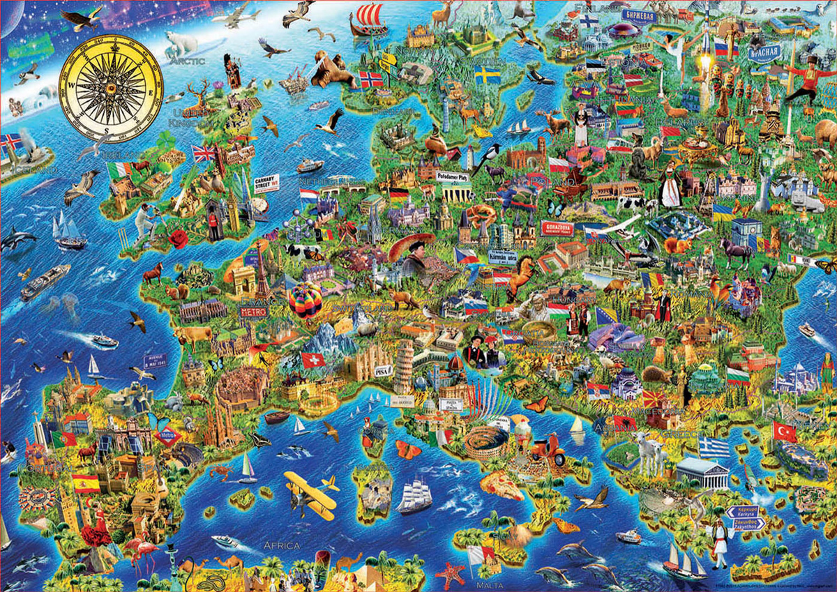 Crazy European Map Maps & Geography Jigsaw Puzzle